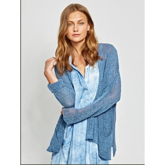 Alembika Open Mesh Cardigan in Azure Blue Size Medium - Picture 1 of 8